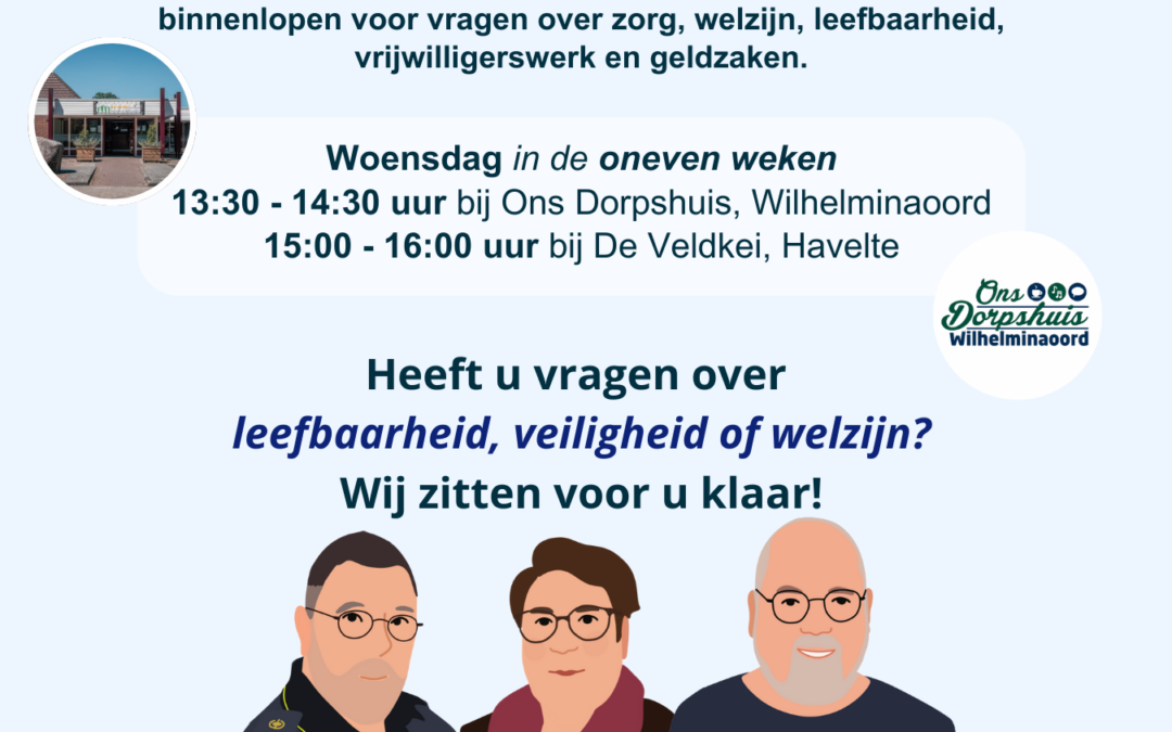 Inloopspreekuur voor Inwoners van Havelte, Wilhelminaoord en omliggende dorpen