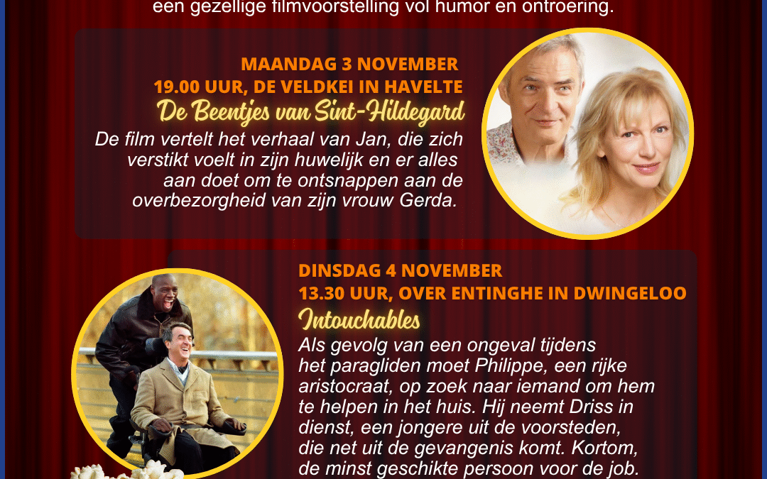 Mantelzorger in Westerveld? Kom naar één van onze filmvoorstellingen op 3 of 4 november!